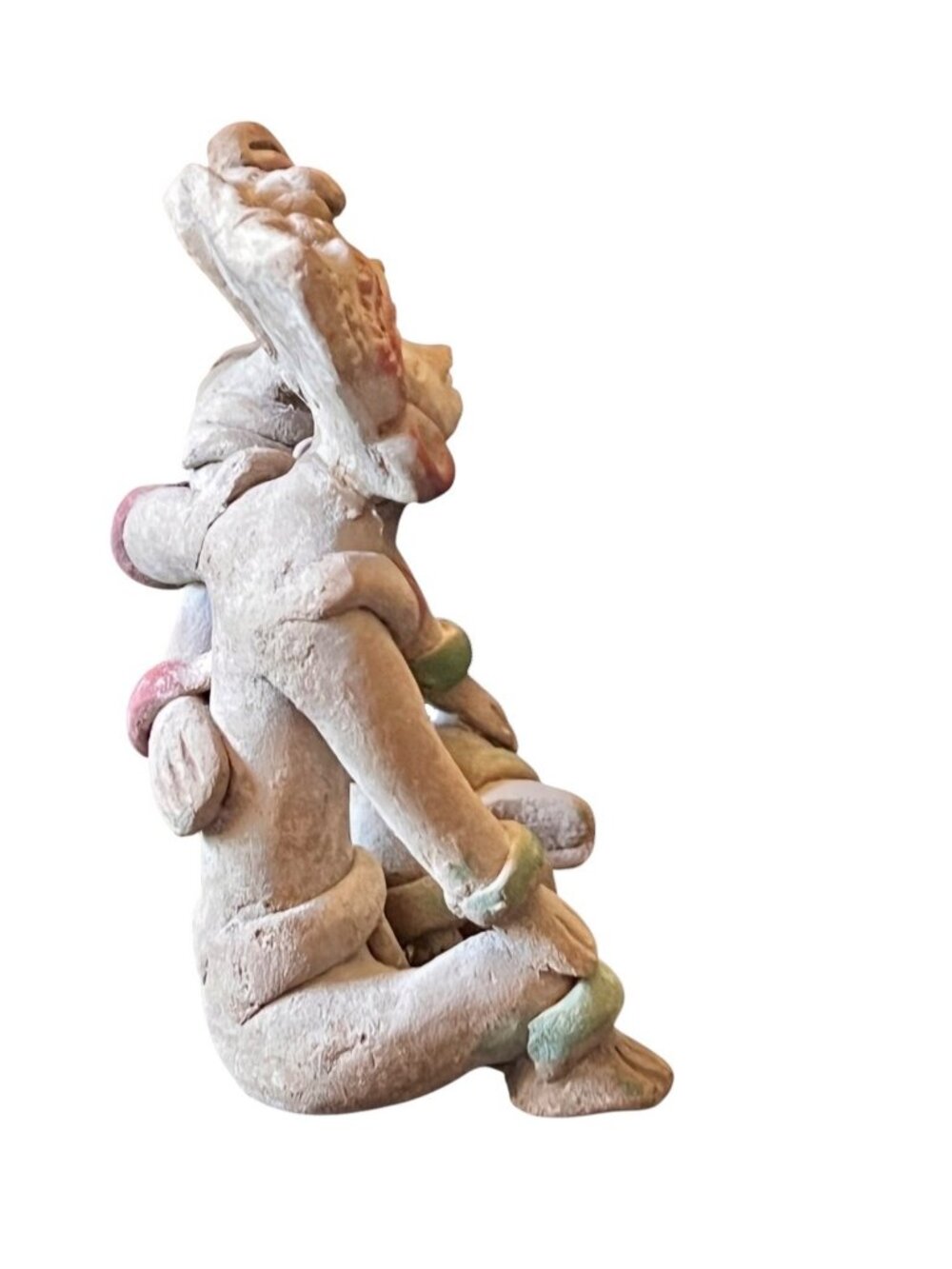 Teotihuacan Ceramic Pre-Columbian Style Figurine Pair Earth Tones & Accents 5" T - Picture 5 of 11